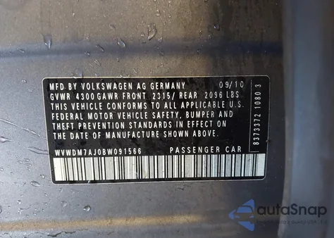 2011 Volkswagen Golf Tdi 4-Door z USA, uszkodzony, nr VIN WVWDM7AJ0BW091566